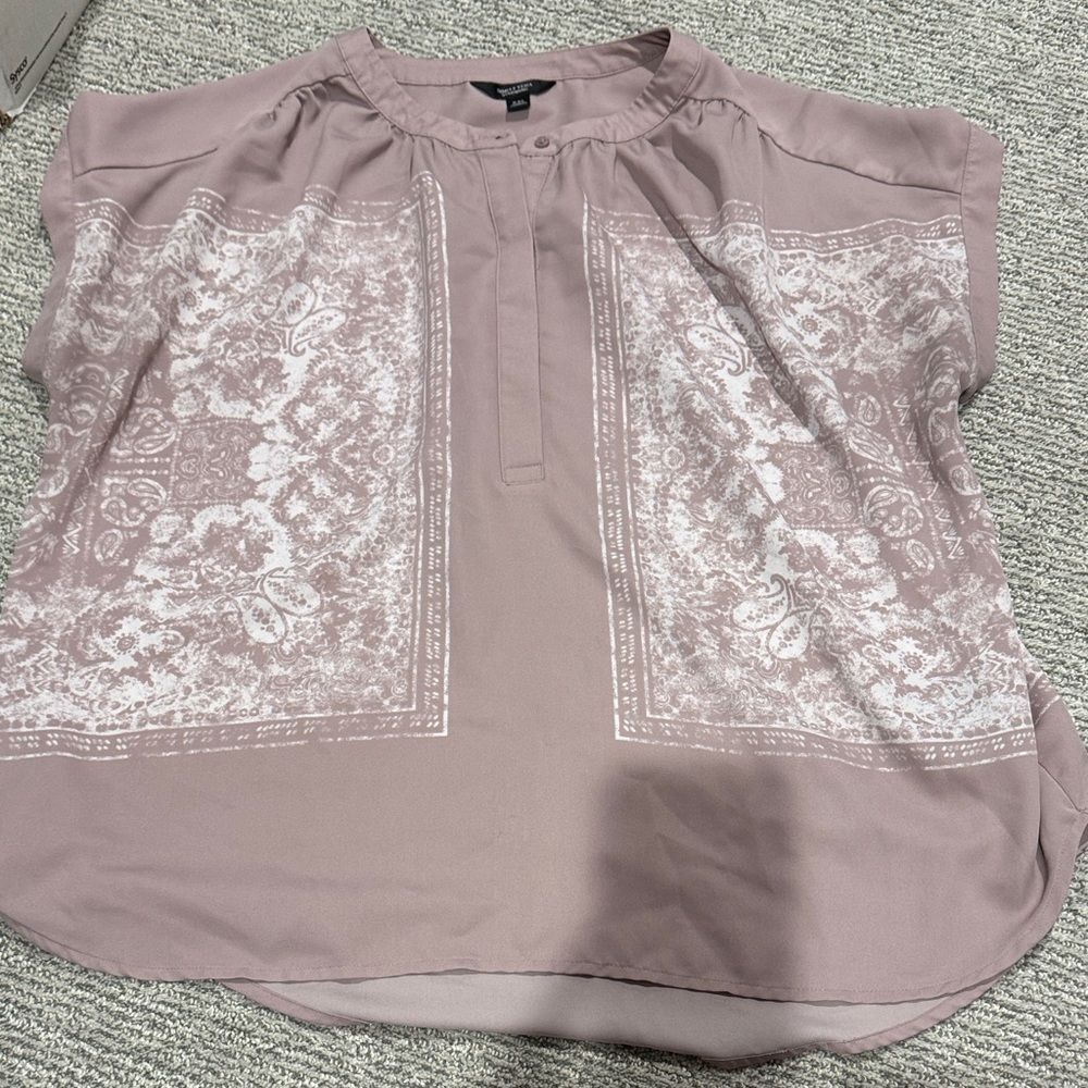 Simply Vera Vera Wang Dusty Mauve Short Sleeve Printed Blouse